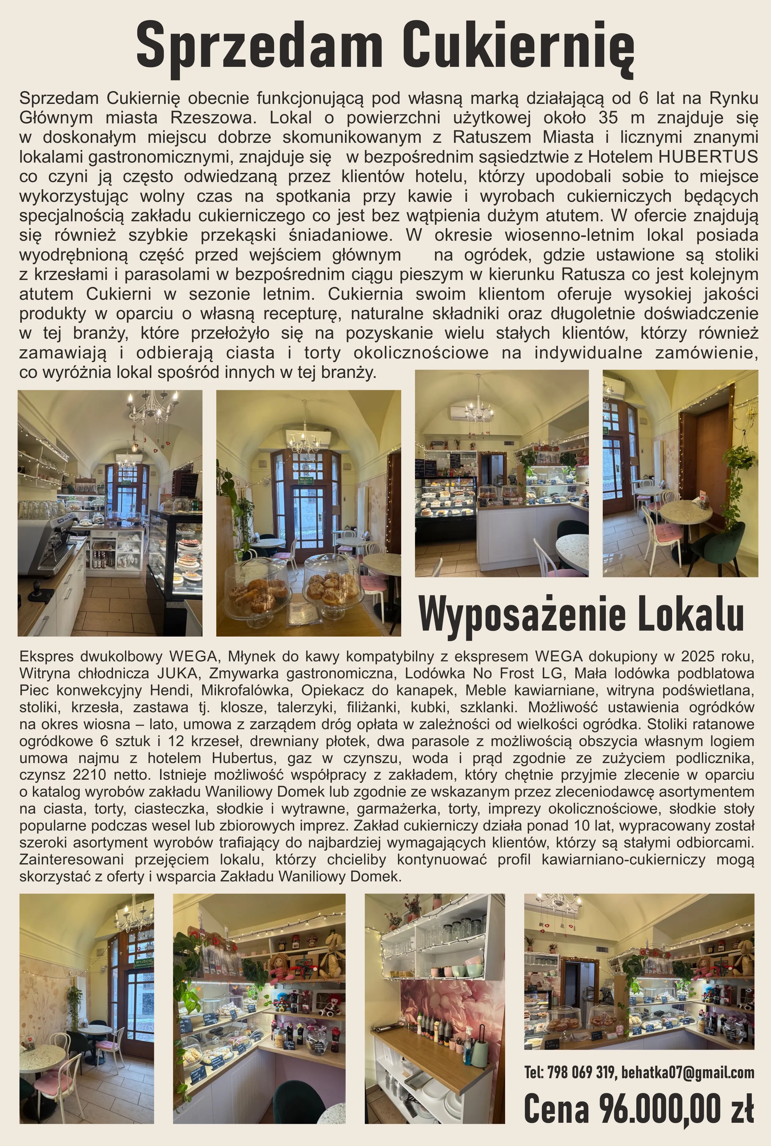 Sprzedam cukiernię w Rzeszowie