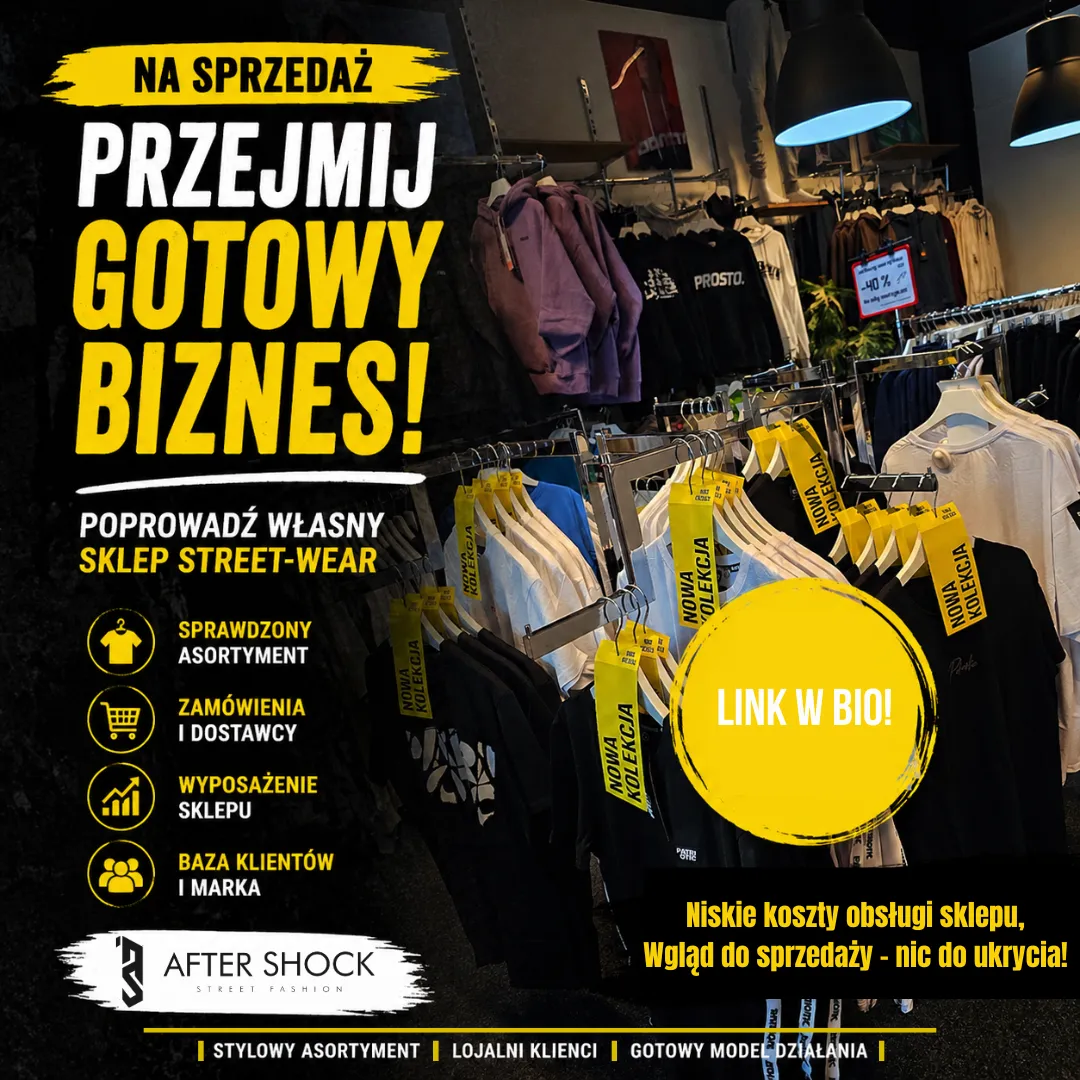 After-Shock Street Fashion w centrum Suwałk – w pełni zatowarowany, GOTOWY BIZNES